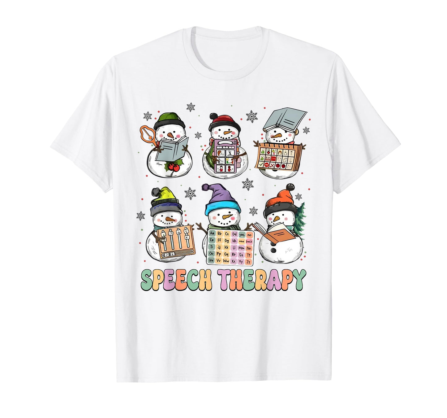Cute Speech Therapy Christmas Snowman SLP Speech Pathologist T-Shirt