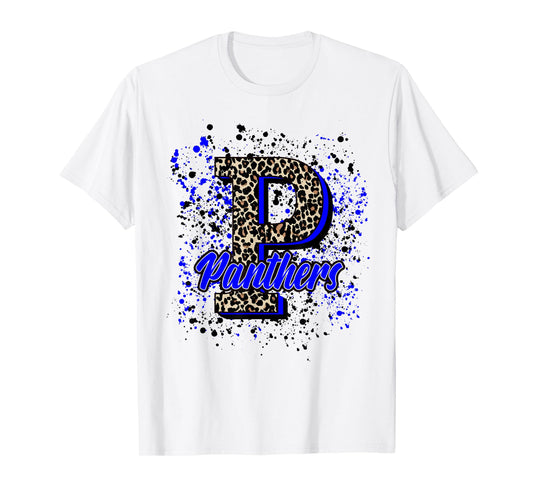 Panthers Mascot Blue Black School Spirit T-Shirt