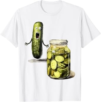 Funny Pickle Surprise A Cucumber And A Jar Of Sliced Pickles T-Shirt