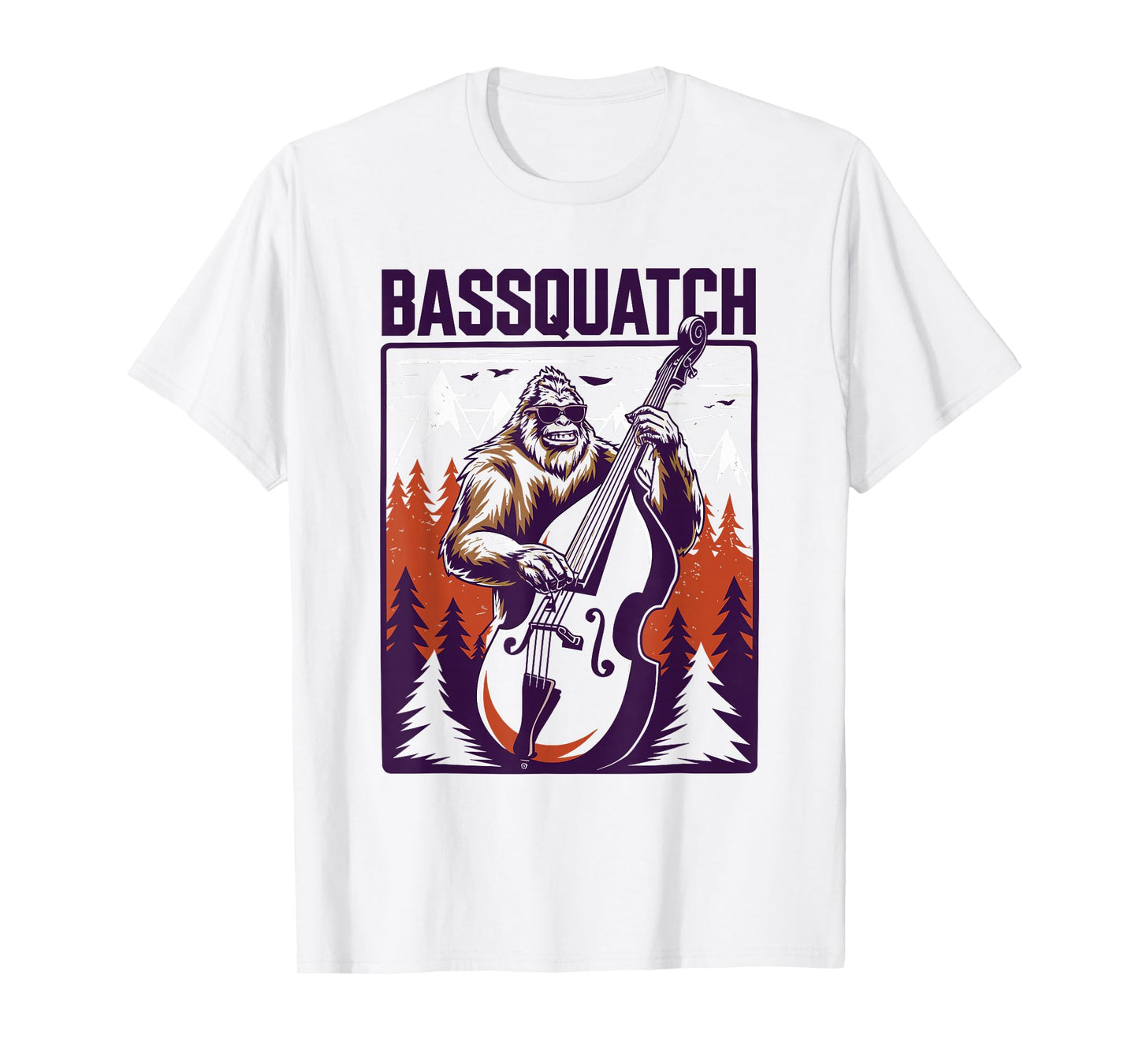 C.J.'s Sasquatch Bigfoot Double Bass Fiddle Gifts Bassquatch Bigfoot Double Bass Fiddle Upright Bass Sasquatch T-Shirt - Men's Yellow Small Classic Fit Crew Neck Short Sleeve Graphic T-Shirt