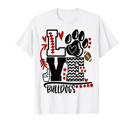 Bulldogs Paw Mom School Spirit T-Shirt