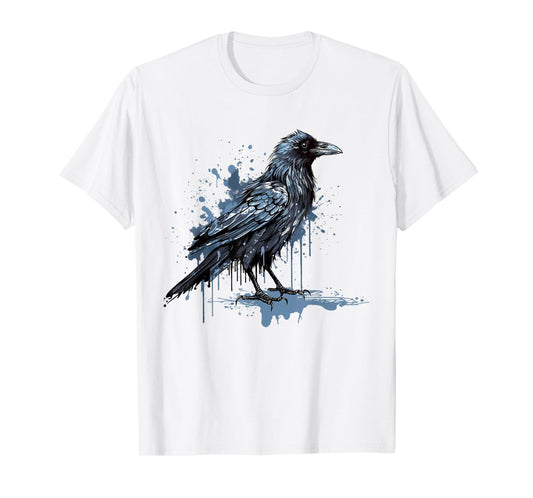 Vintage Raven Crow Gothic Bird Graphic Art Design Print T-Shirt