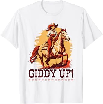 Country Giddy Up, Bronc Horse Riding Giddy Up Cowgirl T-Shirt
