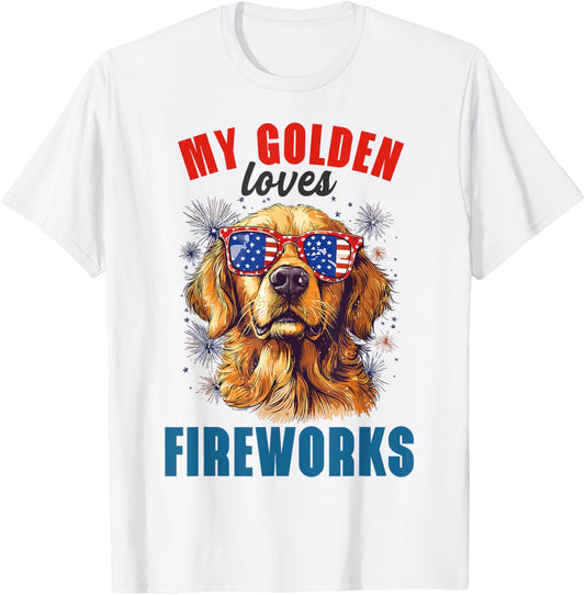 My Golden Retriever Loves Fireworks 4th Of July Dog Lover T-Shirt