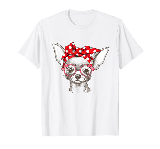 Funny Cute Chihuahua Mom Wears Bandana T-shirt