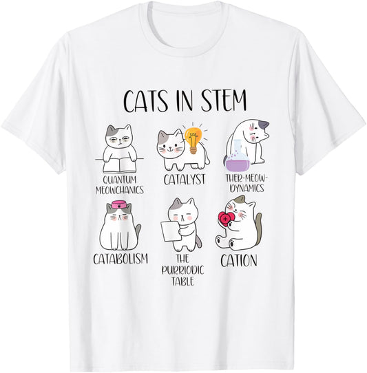 Cats in STEM Funny Cats Science Teacher Cation Catabolism T-Shirt