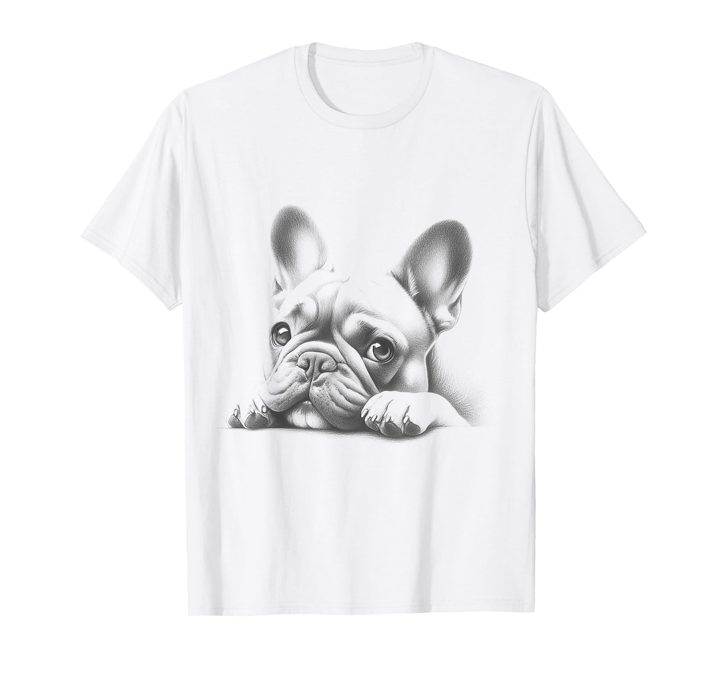 French Bulldog Peeking Frenchie Art Design For Men And Women T-Shirt