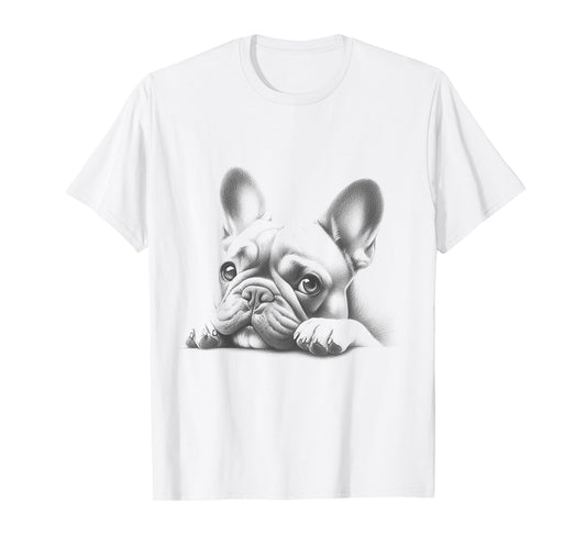 French Bulldog Peeking Frenchie Art Design For Men And Women T-Shirt