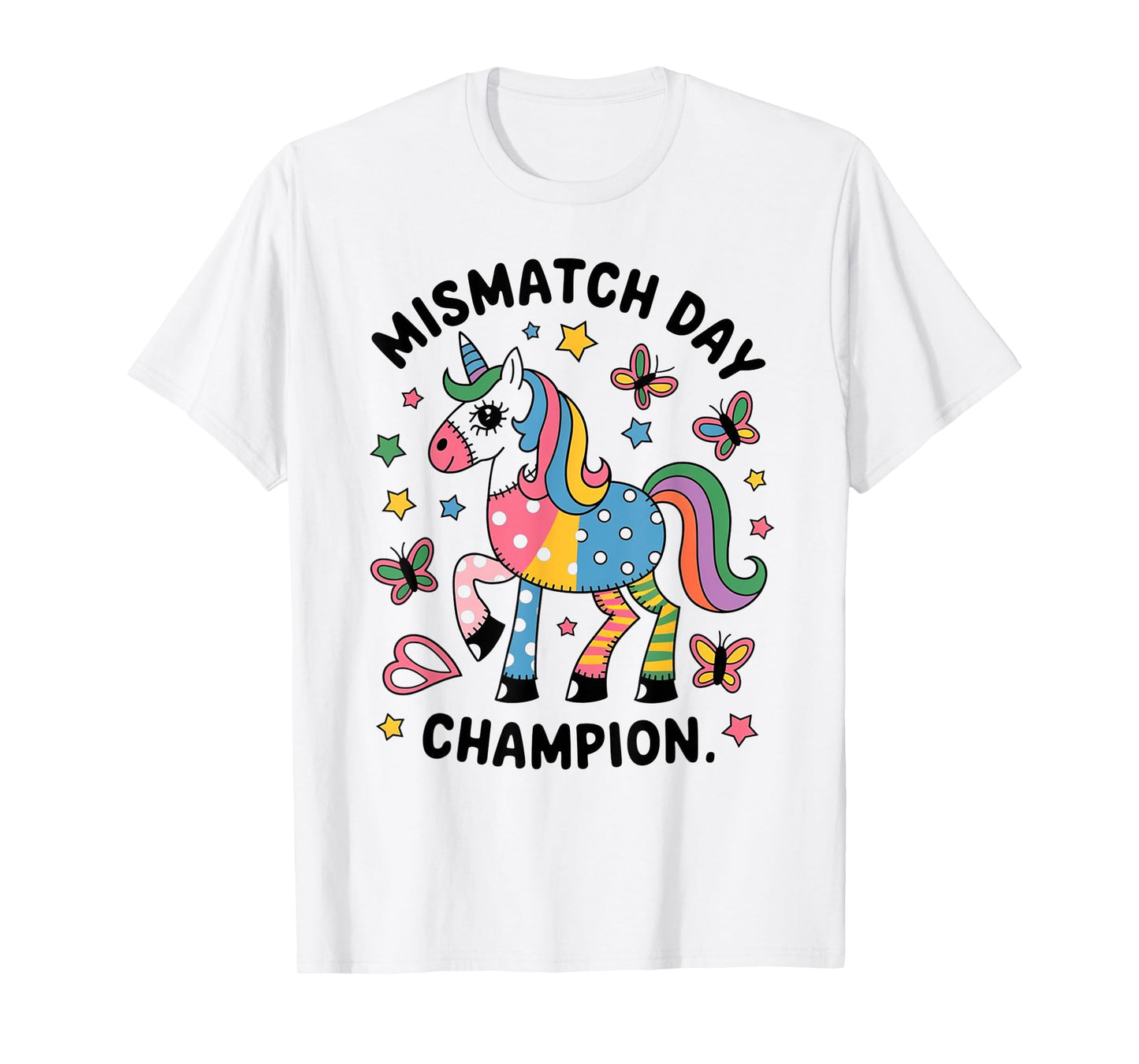 Mismatch Day Champion Funny Colorful Unicorn T-Shirt