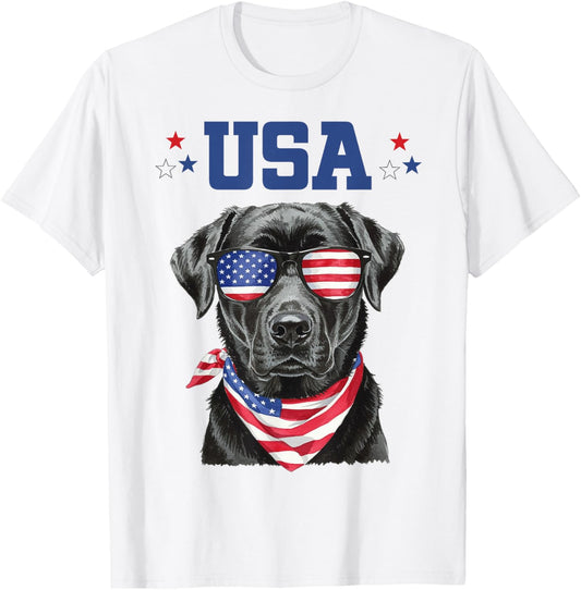 Patriotic Black Labrador Retriever American 4th of July T-Shirt