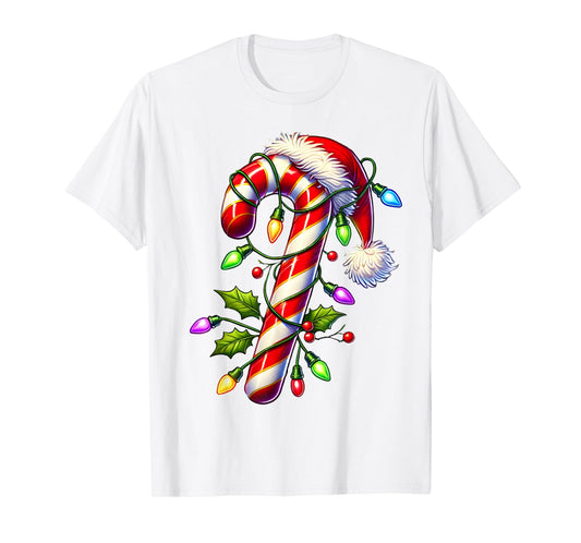 Candy Cane Crew Christmas Light Family Xmas Santa Boys Girls T-Shirt