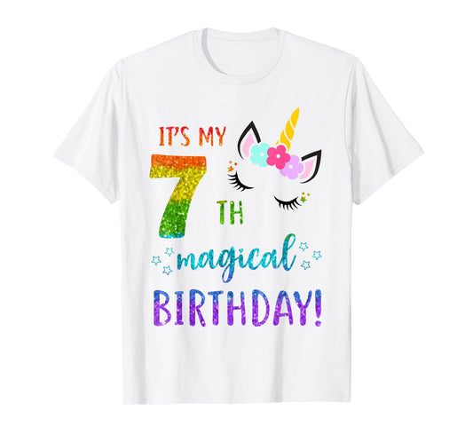 It's My Magical 7th Birthday Shirt 7 Years Old Bday Girl T-Shirt