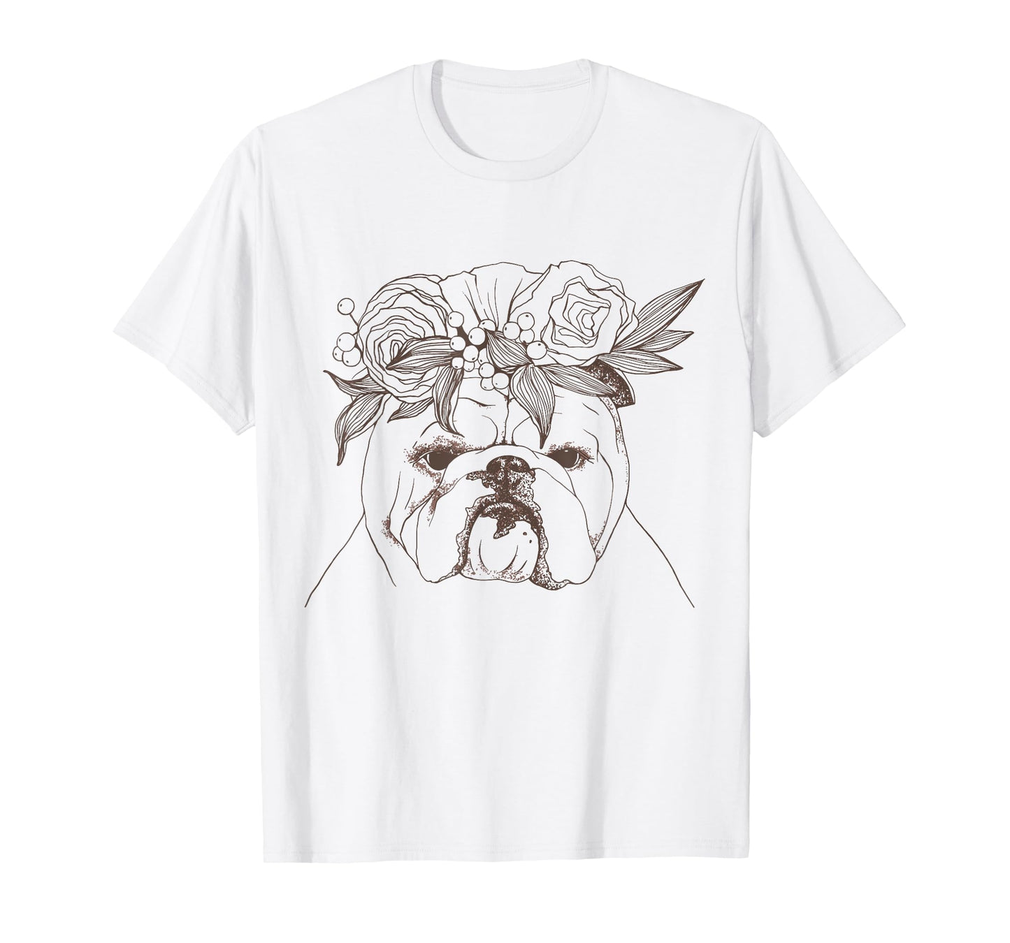 Flower Bouquet English British Bulldog T-Shirt for Men Women Girls Kids