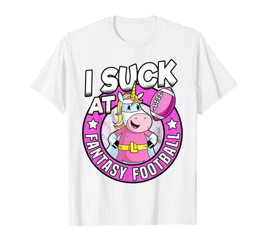I Suck At Fantasy Football Loser Men Funny Vintage Unicorn T-Shirt