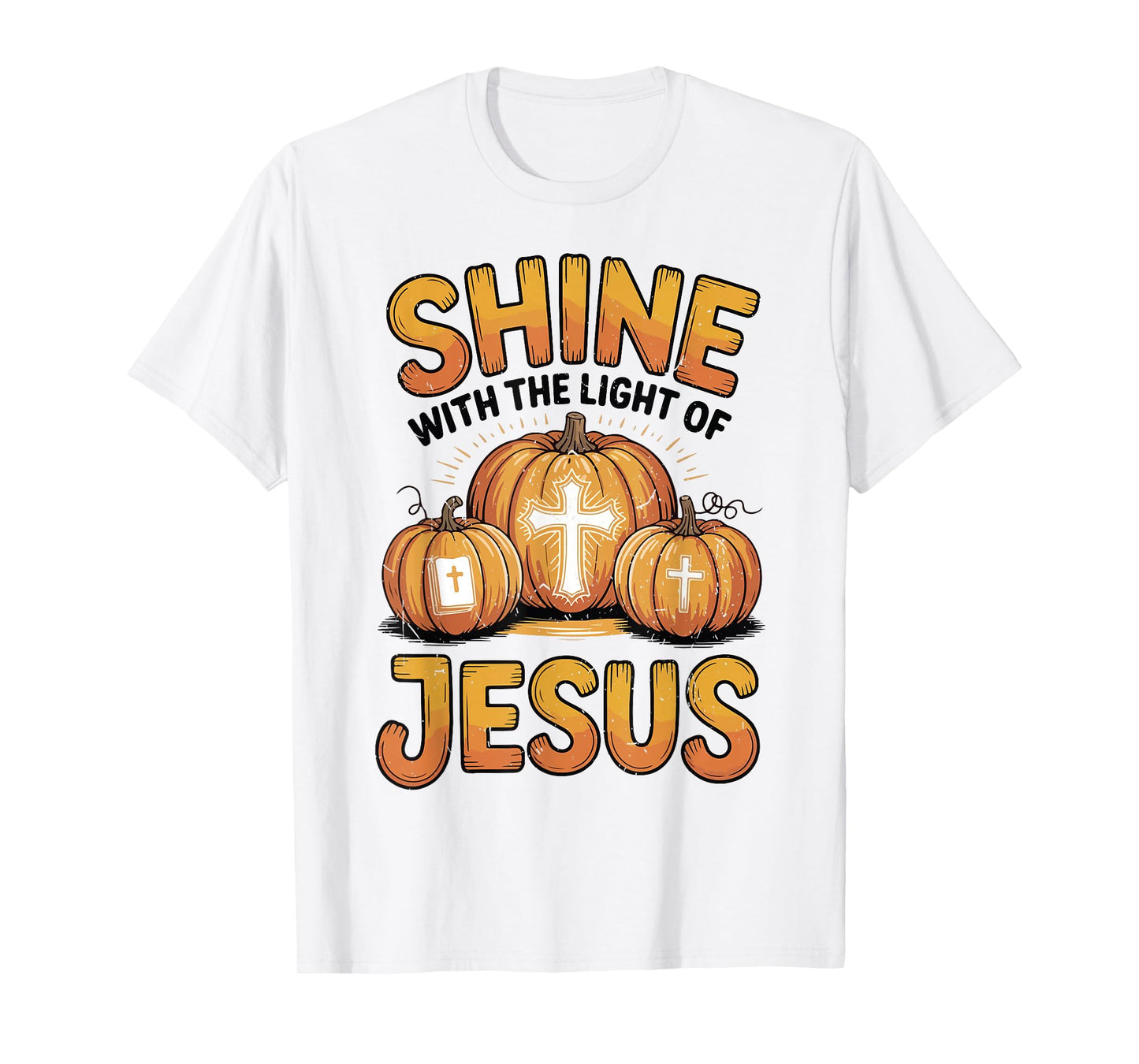 Kids Shine with The Light of Jesus Funny Christian Halloween T-Shirt