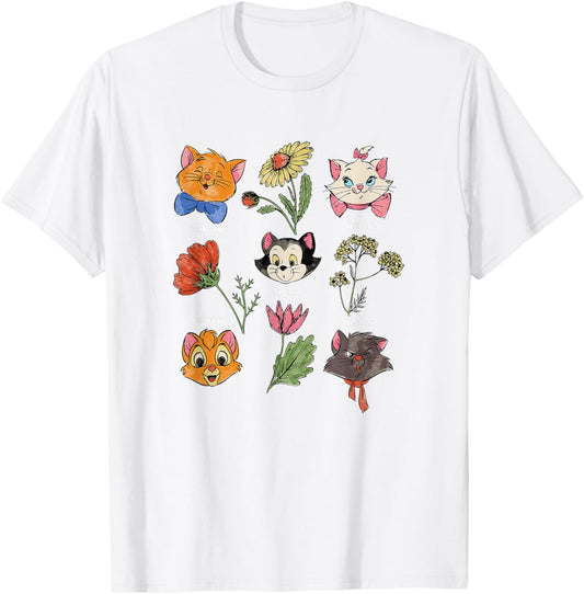Disney The Aristocats Floral Disney Cats Cute Logo T-Shirt