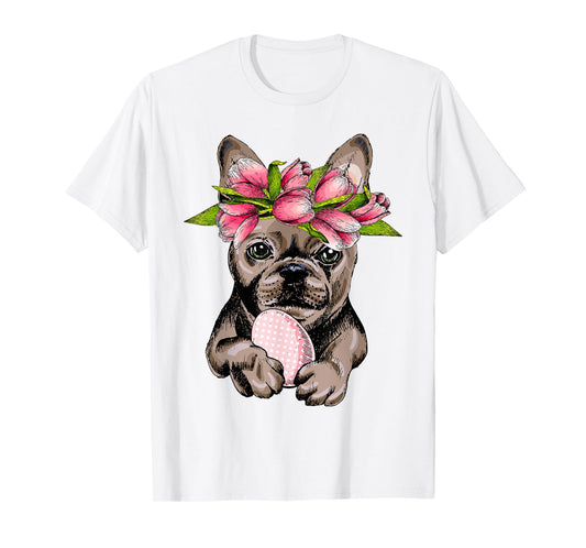 Bunny French Bulldog Dog Happy Easter Day Lover Egg Hunt Men Women Girls Kids T-Shirt