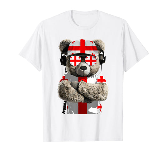 Georgian Flag Bear Sunglasses Souvenirs Products Georgia T-Shirt