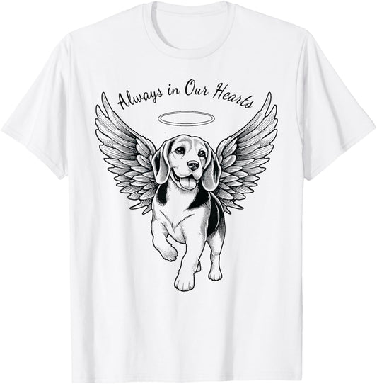 Always in Our Hearts Angel Beagle Dog Pet Memorial T-Shirt