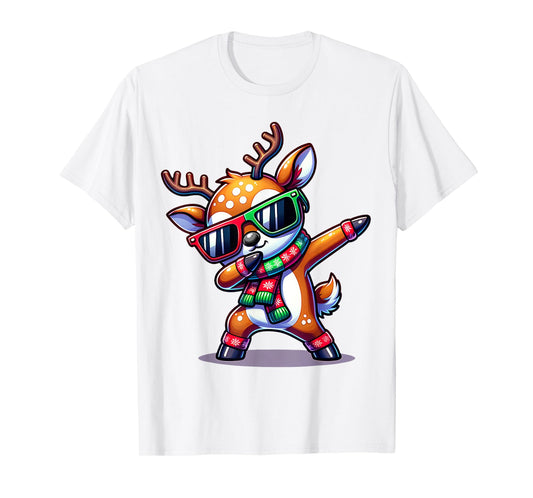 Christmas Reindeer Boys Dabbing Reindeer Santa Xmas Funny T-Shirt
