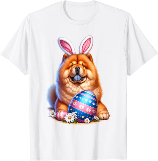 Easter Chow Chow Dog Bunny Eggs Rabbit Women Men Boys Girls T-Shirt