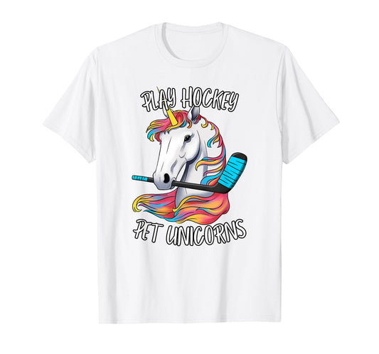 Play Hockey Pet Unicorns Funny Kids Hockey Unicorn T-Shirt