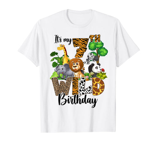 It's My 7th Birthday Zoo Theme Birthday Safari Jungle Animal T-Shirt