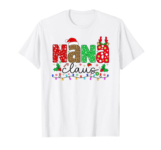 Nana Claus Christmas Lights Matching Family Xmas Pajamas T-Shirt