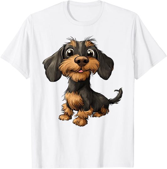 Wirehaired Dachshund Teckel Dog Hunting funny Portrait T-Shirt