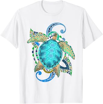 Maori Ocean Animal Polynesian Tribal Hawaiian Turtle T-Shirt