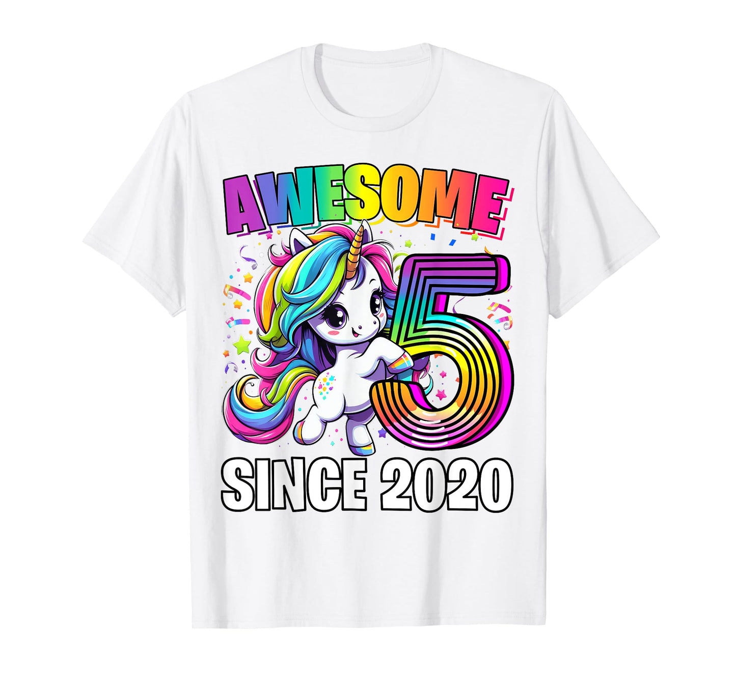 Unicorn 5th Birthday 5 Year Old Unicorn Party Girls Outfit T-Shirt