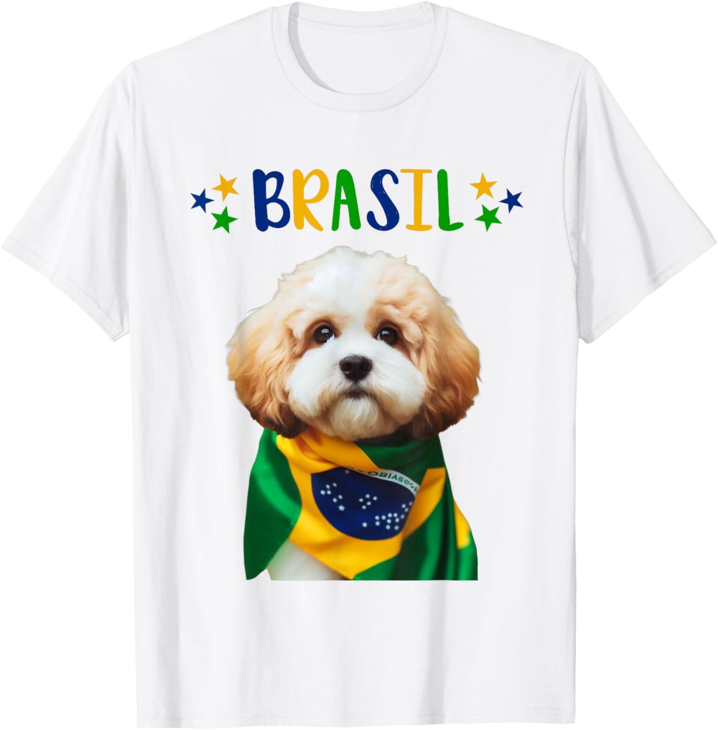 Cavachon dog Brasil brazilian Patriotic - cute puppy flag T-Shirt