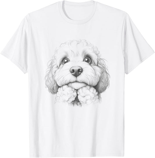 Funny Cavapoo Peeking Dog Design T-Shirt
