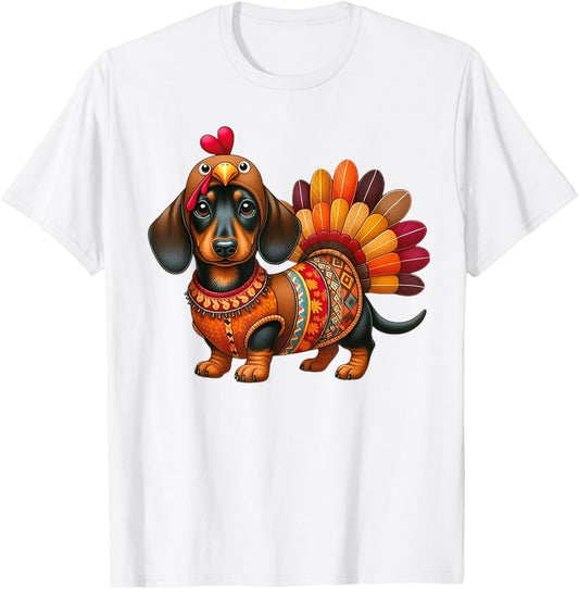 Cute Thanksgiving Turkey Weiner Dachshund Dog Costume T-Shirt