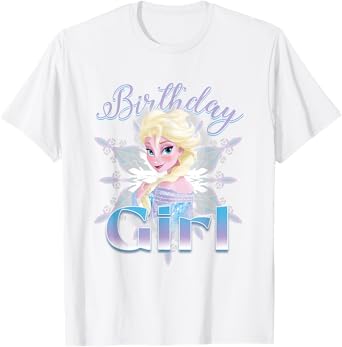 Disney Frozen Princess Elsa Birthday Girl Big Chest Logo T-Shirt