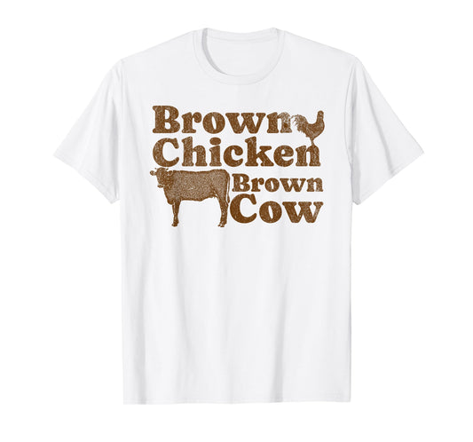 Brown Chicken Brown Cow 1970s Music Bow Chicka Wow Wow Joke T-Shirt
