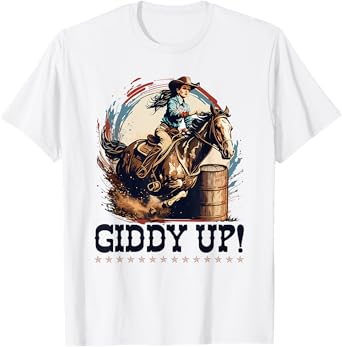 Barrel Racing Rodeo Cowgirl, Giddy Up, Barrel Racer T-Shirt