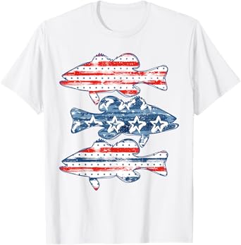 USA Bass Fish 4th Of July Patriotic Fishing T-Shirt