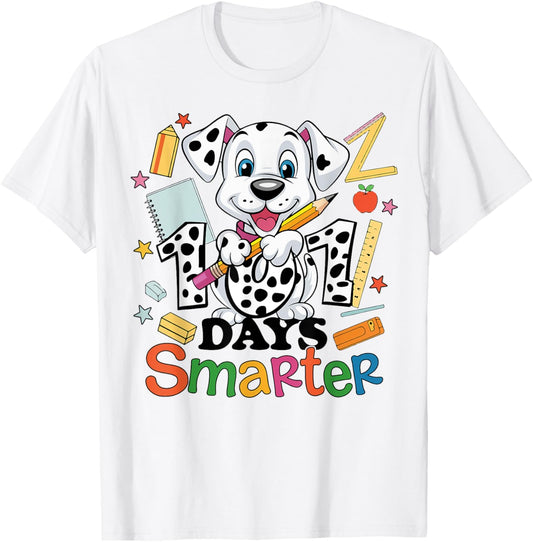 Happy 101 Days Smarter School Funny Cute Dog Student Teacher T-Shirt