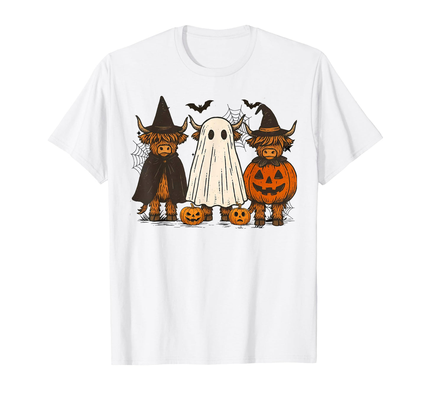 Halloween Highland Cow Witchy Cow Spooky Pumpkin Hello Fall T-Shirt