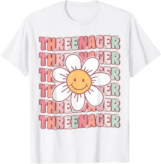 Matching Groovy Party Threenager Cute Groovy 3rd Birthday Party Daisy Flower T-Shirt