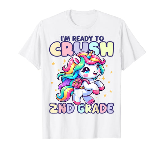 Crush 2nd Grade Girls Back to School Unicorn First Day Cute T-Shirt