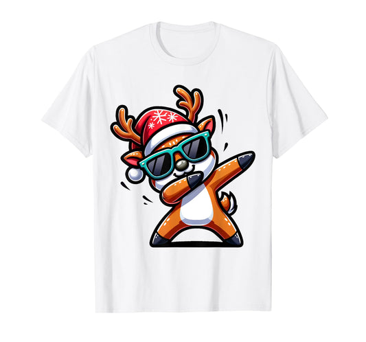 Christmas Reindeer Boys Dabbing Reindeer Santa Xmas Funny T-Shirt