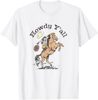 Vintage Howdy Y'All Rodeo Western Country Southern Cowgirl T-Shirt