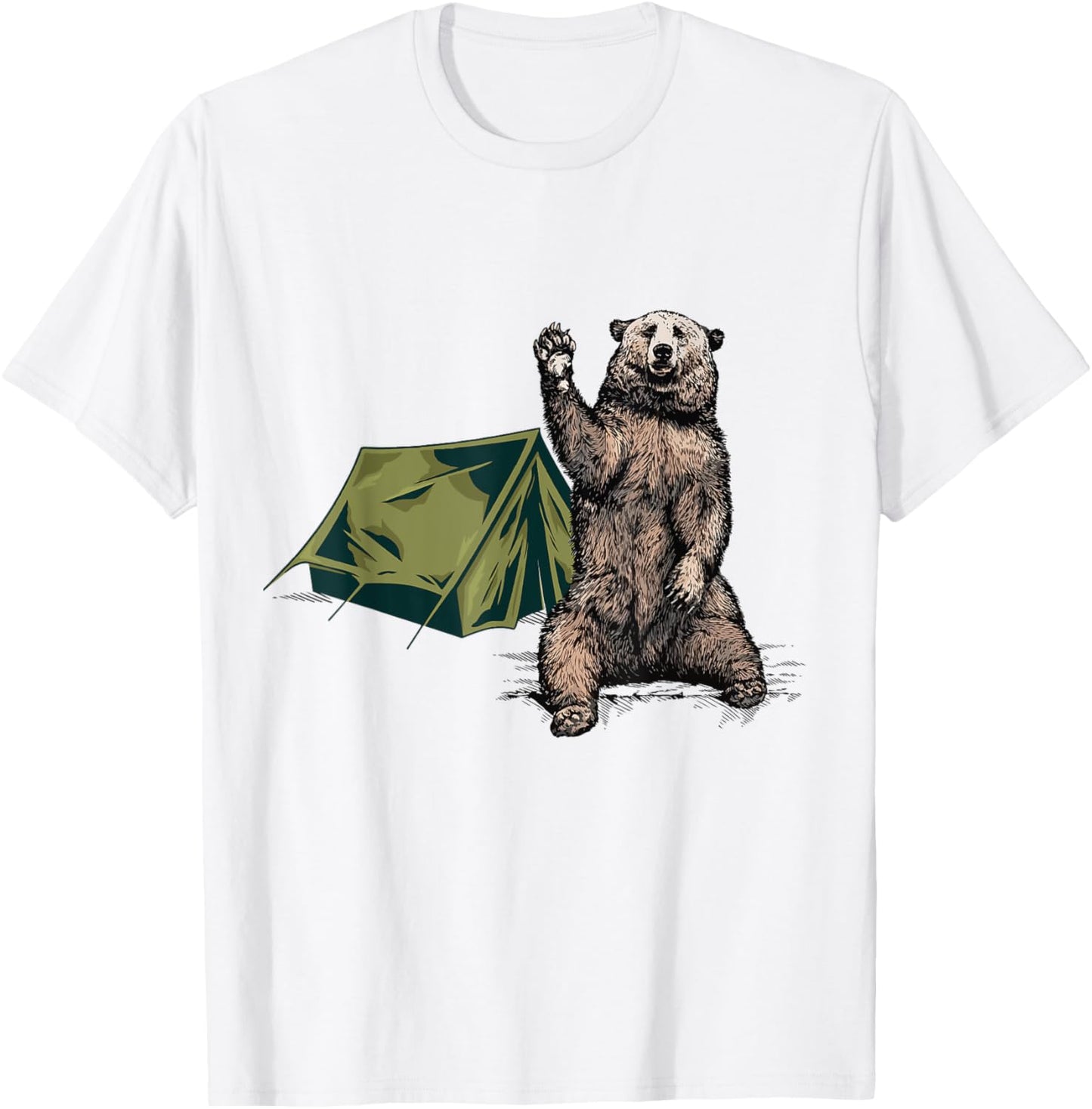 Funny Bear Waving Hiking Camping Bear Hiking T-Shirt