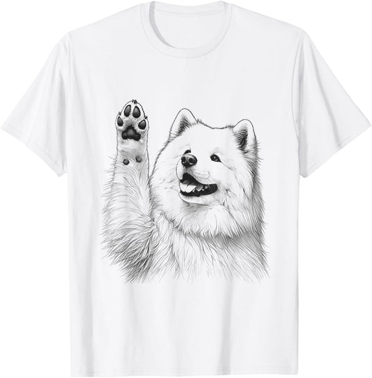 Samoyed Raising Paw Design For Dog Owner T-Shirt