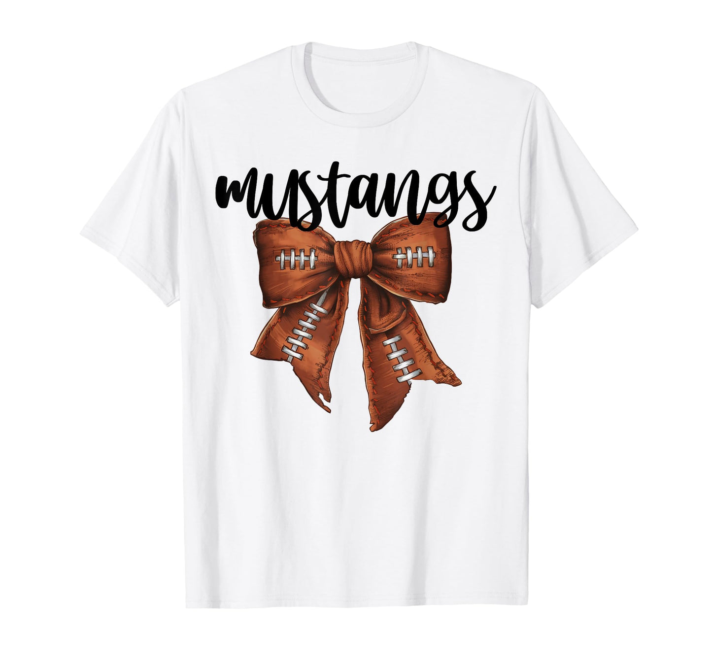 Mustangs Football Bow School Spirit Team Mascot Game Night T-Shirt