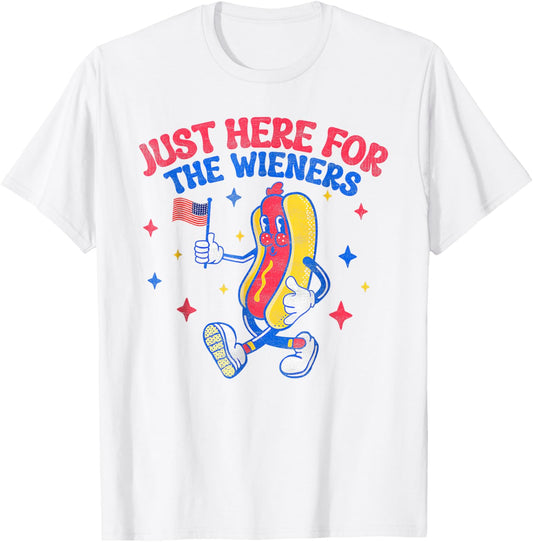 I'm Just Here For Wieners 4th Of July Hot Dog T-Shirt