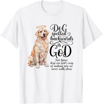 Dog Spelled Backwards is God English Cream Golden Retriever T-Shirt
