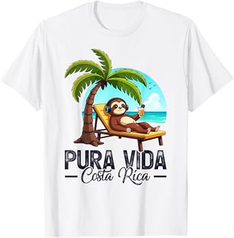 Sloth Summer Family Vacation Costa Rica Beach Pura Vida T-Shirt